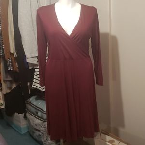 Wine color surplice dress